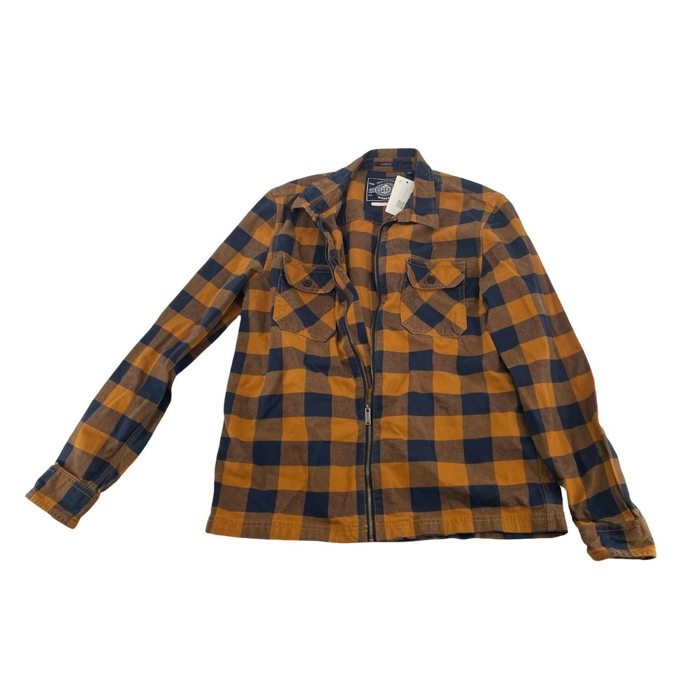 Superdry Men's Shirt Jacket Worker Orange Navy Buffalo Check Large